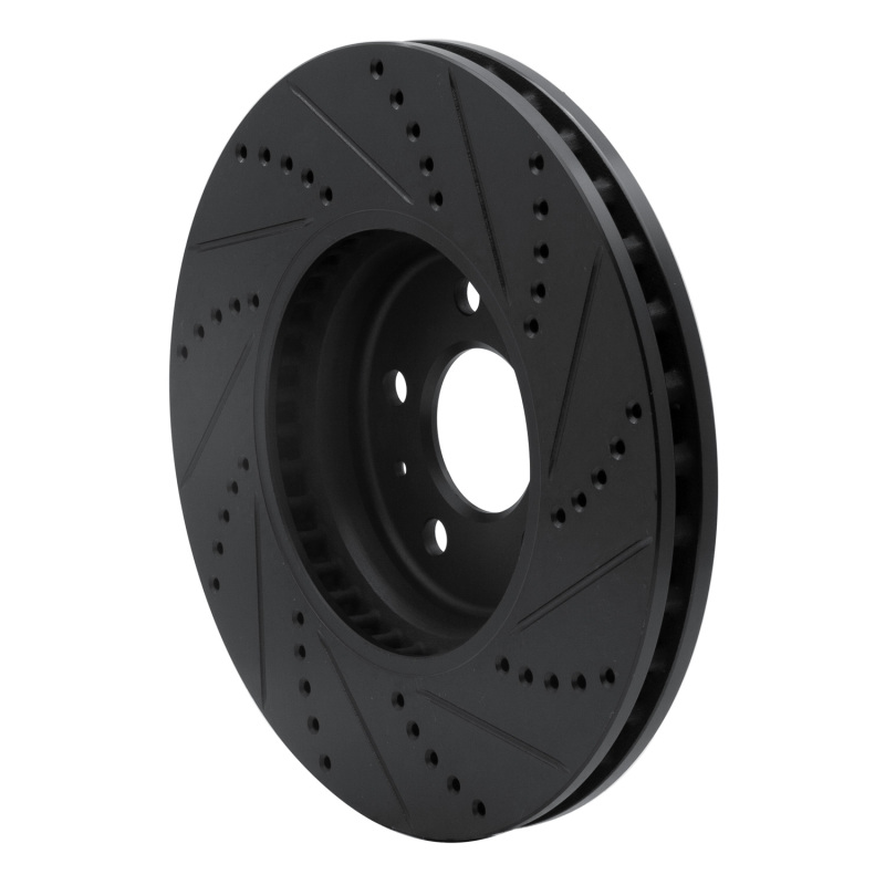 Audi Q5 Brake Rotor (1) - Front Left - R1 Concepts - Drilled & Slotted - Black - `08-`12